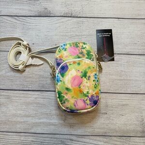 No Boundaries Floral Crossbody Phone Pouch - Cream Strap, Multicolor Print